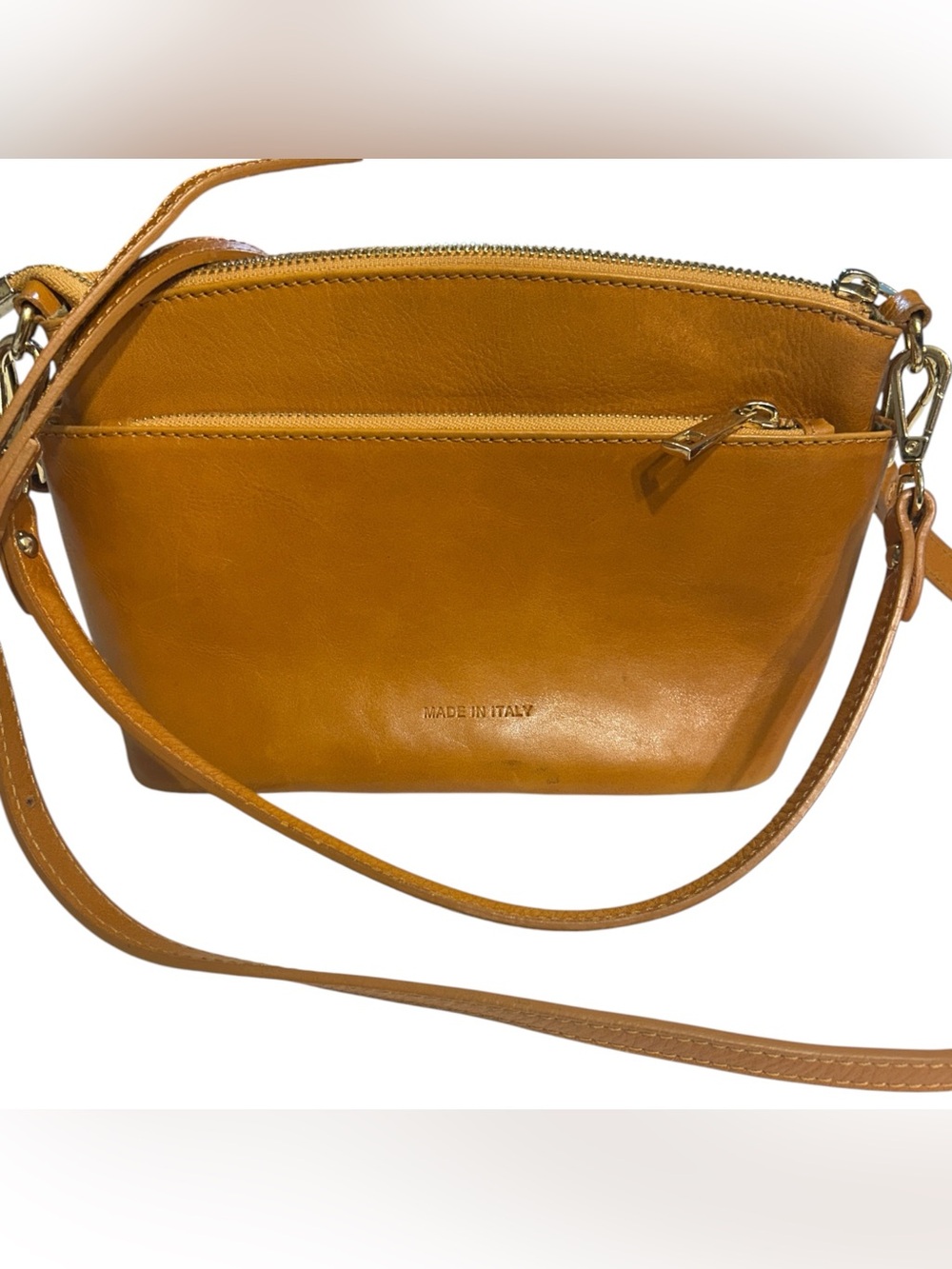Divina Firenze Italian Leather Crossbody Bag Yellow Made in Italy Convertible